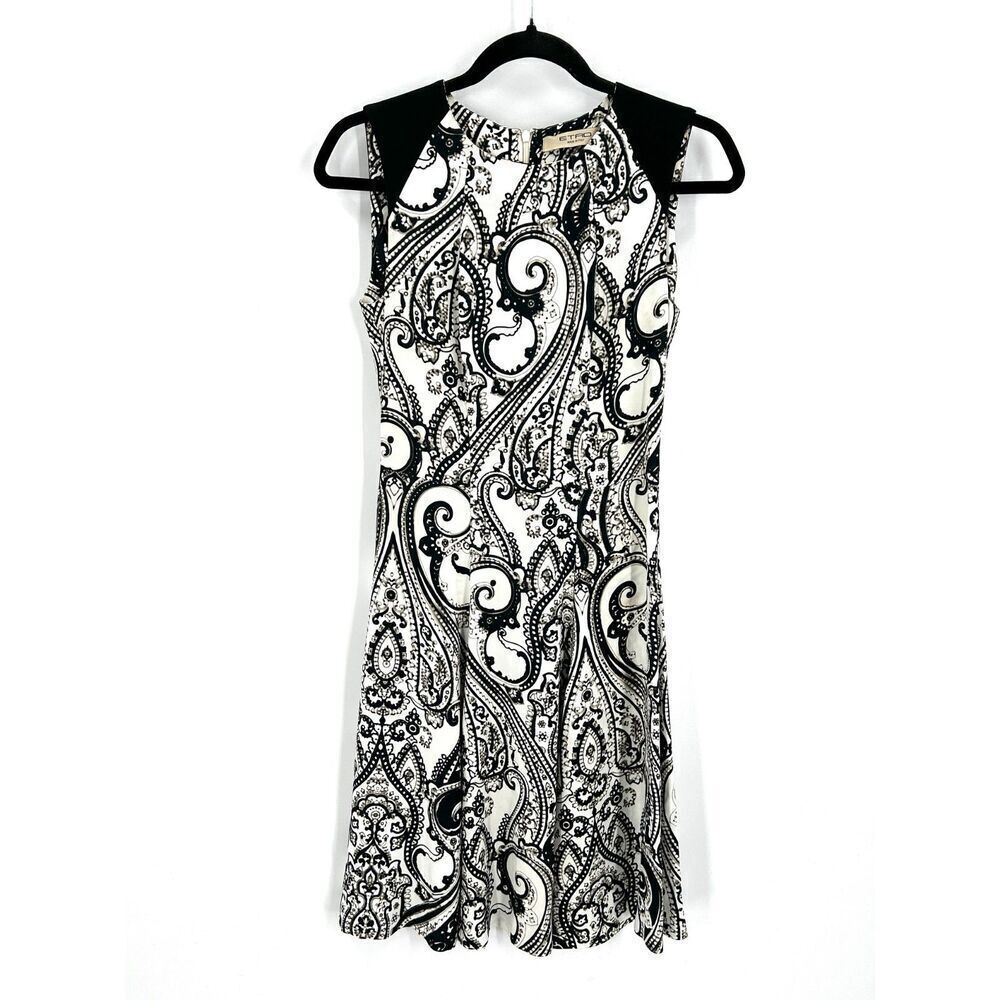ETRO Ivory Black Paisley Print Sleeveless A-Line Midi Knee Length Dress EU 38